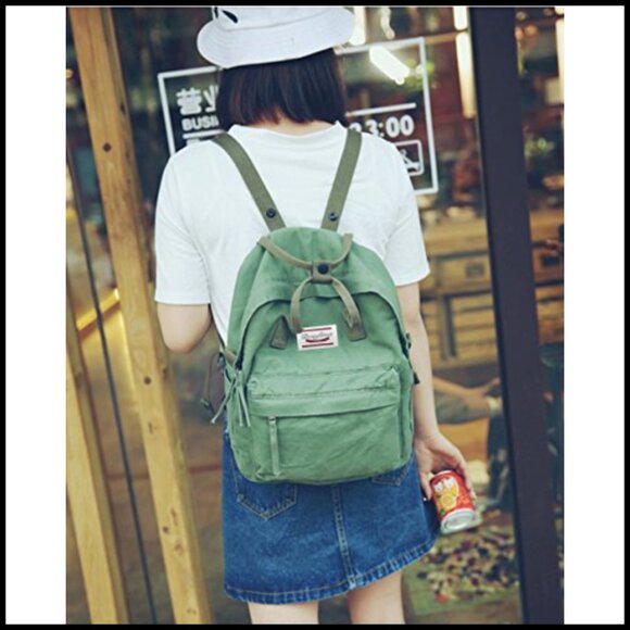 Lightweight Canvas Backpack Casual Daypack Adjustable Straps Travel Purse main image 5